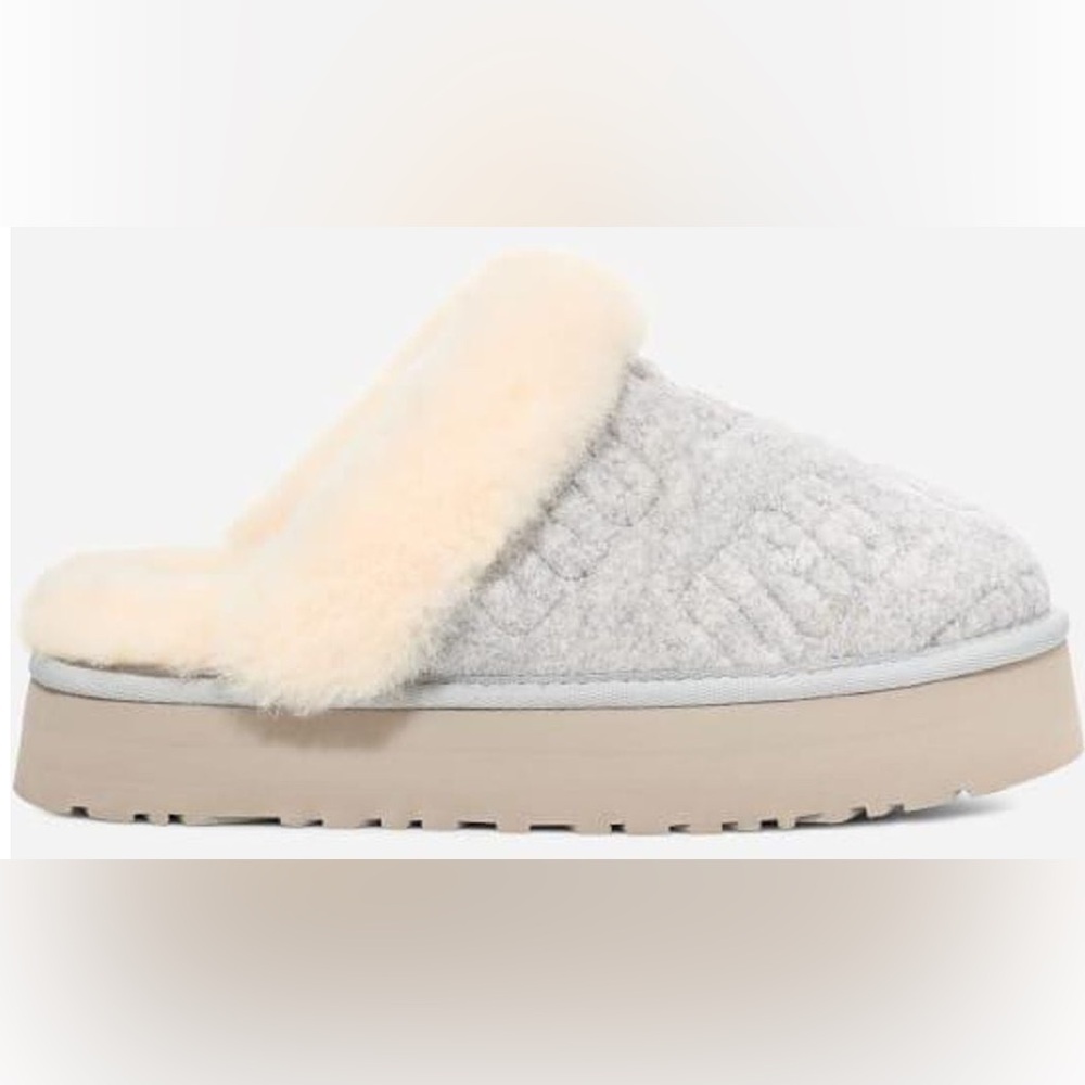 UGG DISQUETTE FELTED PLATFORM SLIPPERS IN GREY - 10